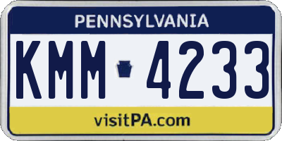 PA license plate KMM4233