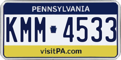 PA license plate KMM4533