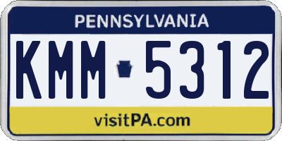 PA license plate KMM5312