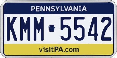 PA license plate KMM5542