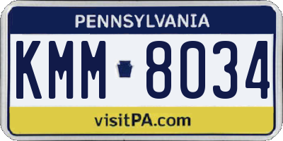 PA license plate KMM8034