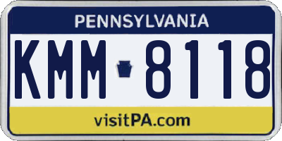 PA license plate KMM8118