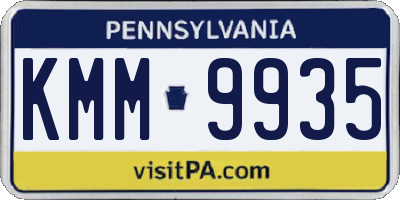 PA license plate KMM9935