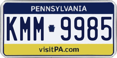 PA license plate KMM9985