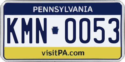 PA license plate KMN0053