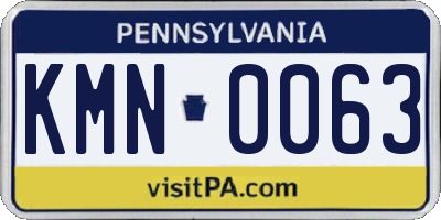 PA license plate KMN0063