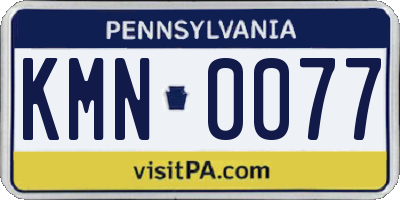 PA license plate KMN0077