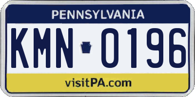 PA license plate KMN0196