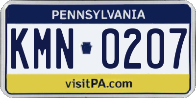 PA license plate KMN0207