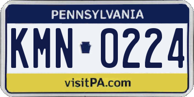 PA license plate KMN0224