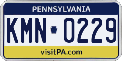 PA license plate KMN0229