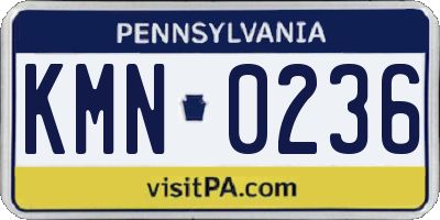 PA license plate KMN0236