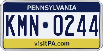 PA license plate KMN0244