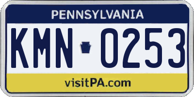 PA license plate KMN0253