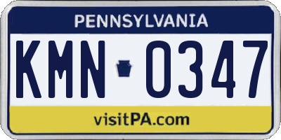 PA license plate KMN0347