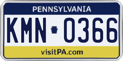 PA license plate KMN0366