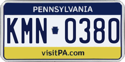 PA license plate KMN0380