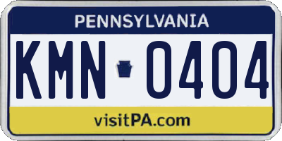 PA license plate KMN0404