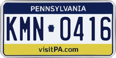 PA license plate KMN0416