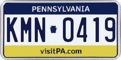 PA license plate KMN0419