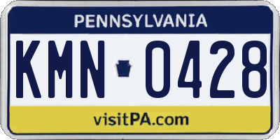 PA license plate KMN0428