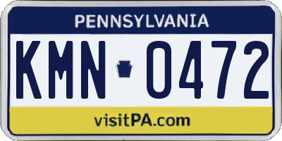 PA license plate KMN0472