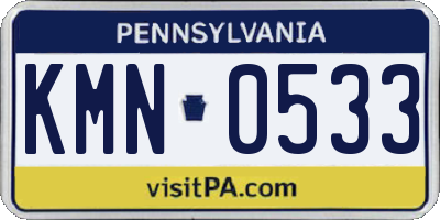 PA license plate KMN0533