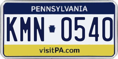 PA license plate KMN0540