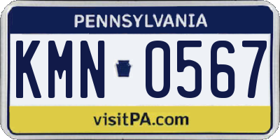 PA license plate KMN0567