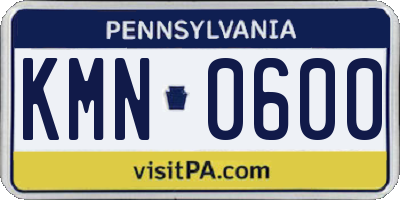 PA license plate KMN0600