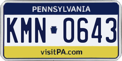 PA license plate KMN0643