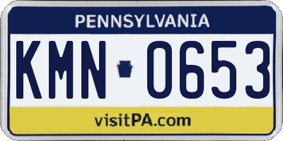 PA license plate KMN0653