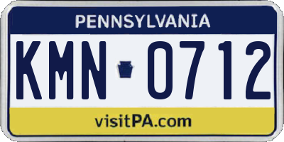 PA license plate KMN0712