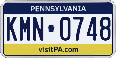 PA license plate KMN0748