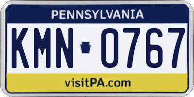 PA license plate KMN0767