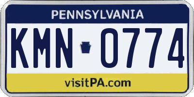 PA license plate KMN0774