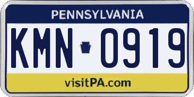 PA license plate KMN0919