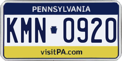 PA license plate KMN0920