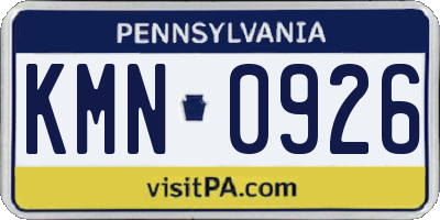 PA license plate KMN0926