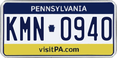PA license plate KMN0940