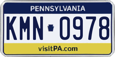 PA license plate KMN0978