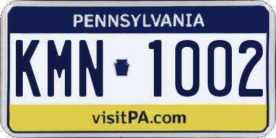 PA license plate KMN1002