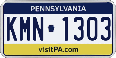 PA license plate KMN1303