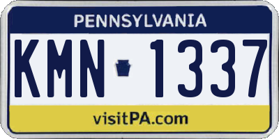 PA license plate KMN1337