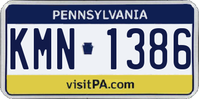 PA license plate KMN1386