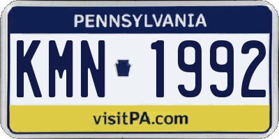 PA license plate KMN1992