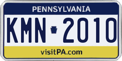 PA license plate KMN2010