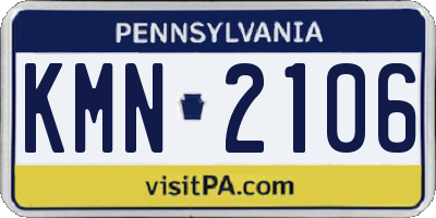 PA license plate KMN2106