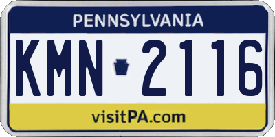 PA license plate KMN2116