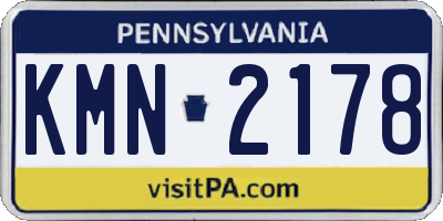 PA license plate KMN2178